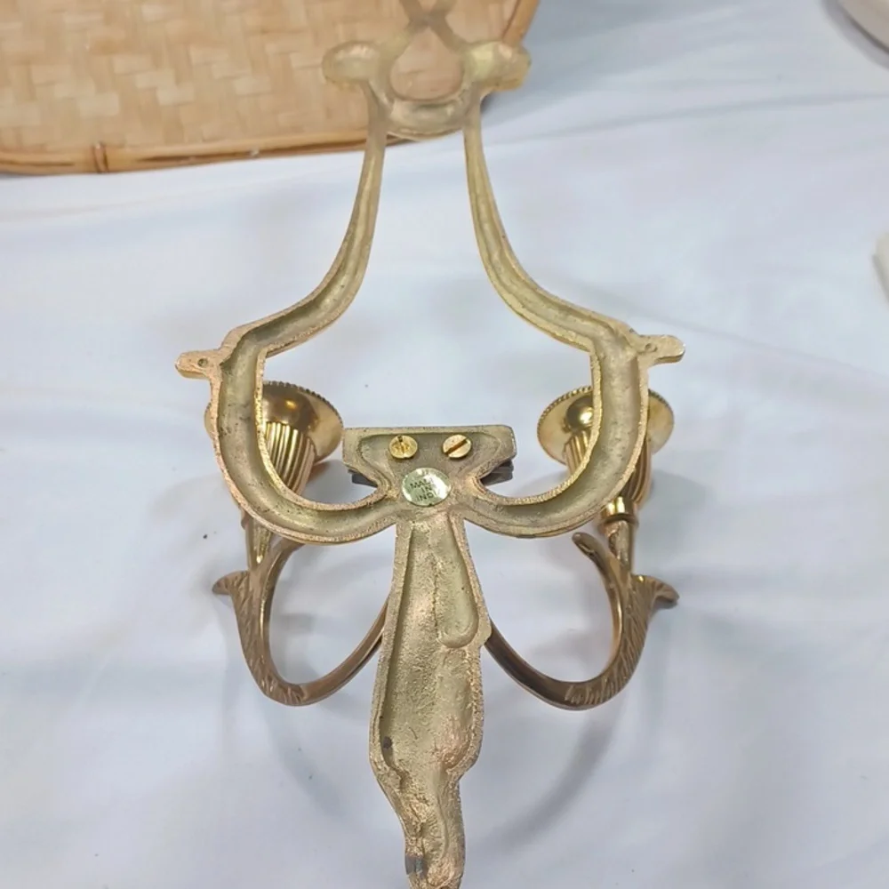 Brass Gold Wall Candle Holder NoGlobes Made In India 5Wx14 L